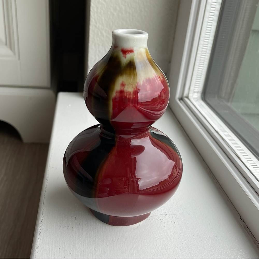 BN Rare Find: 6” Chinese Porcelain Gourd Vase – Jingdezhen Jianguo Season Factor